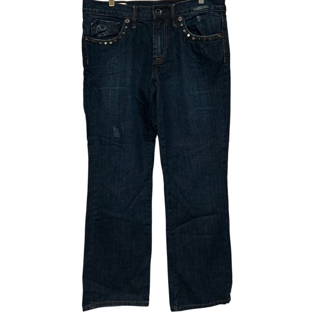 Marc Ecko Men's Cut & Sew Heavy Straight Leg Jeans Studded Pockets Size W34